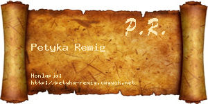 Petyka Remig névjegykártya
